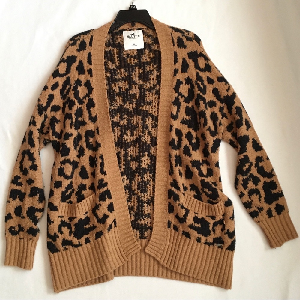 Hollister Cheetah Leopard Print Sweater Cardigan